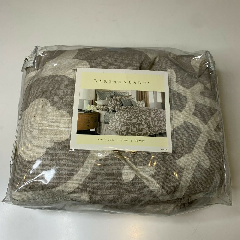 Barbara Barry Poetival king duvet gray cream 100%